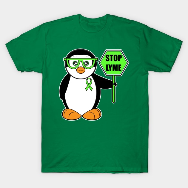 Stop Lyme! Awareness Cartoon Penguin T-Shirt by PenguinCornerStore
